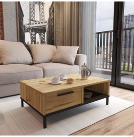Resim Robin Home Orta Sehpa Metal Ayaklı Çekmeceli Keçe-Siyah Dg18 