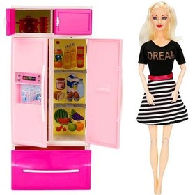 Resim Alisha Mutfak Seti 37096 Sarışın Alisha Siyah Elbise Buzdolabı 