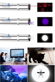 Resim For Prime Usb Ile Şarj Edilebilen 3 In 1 Lazer Pointer Uv El Feneri + El Feneri Kırmızı Işık + Beyaz Meşale 