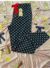 Resim Kadın Suet Tek Alt Ev Kıyafeti Siyah Puantiyeli Çok Renkli 