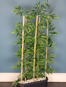 Resim Yapay Çiçek Deposu Dekoratif Saksıda Islak Yapraklı 5 Çubuklu Bambu Seperatör (20x50x135cm) 