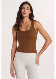 Resim Tudors Kadın Slim Fit Dar Kesim U Yaka Modal Kumaş Kahverengi Body Atlet-33630 Kahverengi 