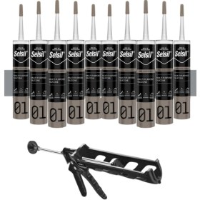 Resim Selsil Ga Silikon 280 Gr. Gri 10 Adet , Plastik Tabanca Gri 