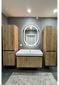 Resim 80 X 60 Beyaz Çağdaş Aydınlatmalı Banyo Aynası Antre & Lavabo Üstü Diğer 