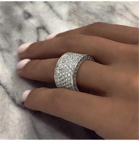 Resim Huitan Geniş Kadın Yüzükleri Cz Kaplamalı Gümüş/altın Renk Moda Takı Black 6 