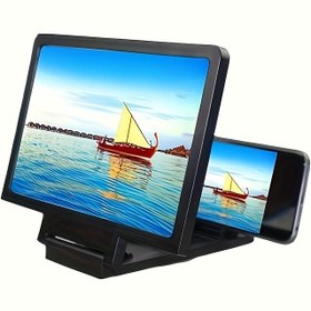 Resim 1 Adet 3D HD Cep Telefonu Ekran Büyütücü, Katlanabilir Masaüstü Standlı Taşınabilir Akıllı Telefon Amplifikatörü, Plastik, Pil Yok 
