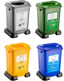 Resim BEYLİK PLASTİK 50 Litre Plastik Geri Dönüşüm Kutusu 4' lü Set. Kağıt Cam Plastik Metal 