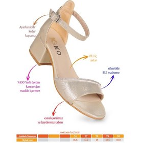 Resim Kiko Kids Elos Vakko Günlük Kız Çocuk 4 Cm Topuklu Sandalet Ayakkabı Altın Altın 