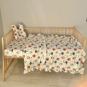 Resim %100 Pamuk Çift Katlı Pileli Yorgan Seti İzci Ayı 