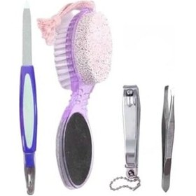 Resim 4 Parça Manikür Pedikür Set -tırnak Törpüsü Tırnak Makası Cımbız + 4in1 Topuk Rende-fırça-törpü Seti 