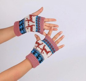 Resim Noel Geyik Eldivenleri, Cadılar Bayramı Yeni Örgü Eldivenler, Yarım Parmaklı Bilgisayar Eldivenleri, Renkli Sıcak Eldivenler 