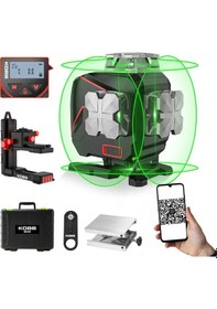 Resim Kobb Kbl36g Profesyonel Li-ion Şarjlı 4x360⁰ Lcd Ekran Otomatik Hizalamalı Yeşil Çapraz Çizgi Lazer Distomat 