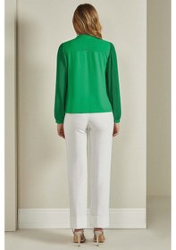 Resim Guitar V Yaka Yeşil Dokuma Bluz 