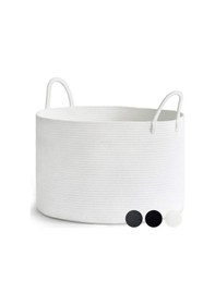 Resim Mavaux Clover Özel Pamuklu Saplı Jüt Battaniye Sepeti Hasır Oyuncak Sepeti Jüt Çamaşır Sepeti 40-30 Beyaz 