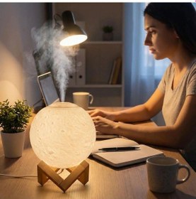 Resim 3d Ay Tasarımlı Su Yenilemeli Usb Hava Nemlendiricisi Dokunmatik, 3 Renk Işık Modlu Gün Işığı / B 