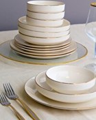 Resim Tabak Evi Sofia Altın Yaldız Porselen Yemek Takımı 24 Parça 6 Kişilik 