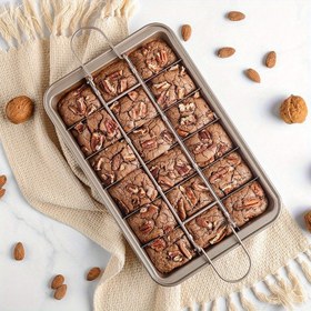 Resim 1 Adet Premium Paslanmaz Çelik Brownie Kek Tavası Bölmelerle (30.99cm x 19.56cm) - 18 Gözlü, Eşit Pişirme İçin, Dayanıklı & Yapışmaz, Blondies, Muffinler & Daha Fazlası İçin İdeal, Temel Fırın Pişirme Aksesuarı, Brownie Pişirme Tavası 