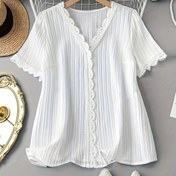 Resim Plus Beden Kadınlar İçin Dokulu Dekoratif Moda Tişört 