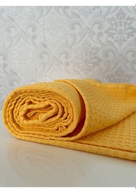 Resim Premium %100 Pamuk Tek Kişilik Yazlık Pike, Yatak Örtüsü, Terletmez Kumaş Sarı Renk 160x240cm Sarı 