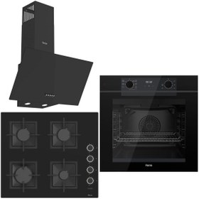 Resim Ferre Black FryArt 3 lü Ankastre Set ( QEP63CS - SC205-FA - D086 ) Döküm Izgara 