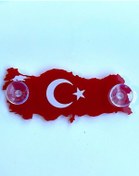 Resim HMNL Türkiye Haritası Ay Yıldız Bayrak Kırmızı Vantuzlu Pleksi Cam Süsü 