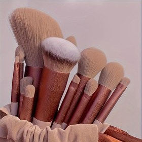 Resim 13 Parça Makyaj Fırçaları Yumuşak Kabarık Profesyonel Fondöten Allık Pudra Göz Farı Kabuki Karıştırma Makyaj Fırçası Güzellik Araçları Sevgililer Günü Doğum Günü Hediyesi için 