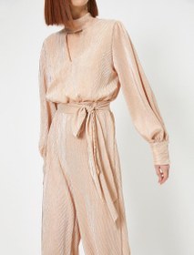 Resim Abiye Tulum Pırıltılı Uzun Kollu Choker Yaka 