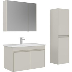 Resim Orka Arno 85 Cm Parlak Kaşmir Kapaklı Banyo Dolabı Takımı Ve Boy Dolabı Kaşmir 