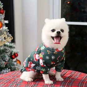 Resim Küçük bir köpek sweatshirtü, evcil hayvan Noel kostümü, sonbahar ve kış yeni köpek kıyafetleri, çorap doldurucuları için köpek artı kadife sweatshirt 