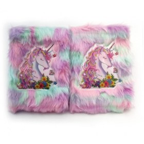 Resim Çiçekli Unicorn Tasarımlı Peluş Hatıra Defteri 