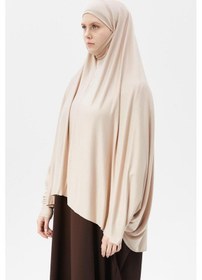 Resim Altobeh Kollu Sufle Çarşaf Üstü Peçeli Pratik Tesettür Hijab - Nikaplı Namaz Örtüsü Kum Beji 