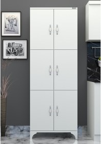 Resim Buzkan Mobilya % 100 Mdf lam Çok Amaçlı 6 Kapaklı Dolap Genişlik 71 cm 6 kapak Frenli 