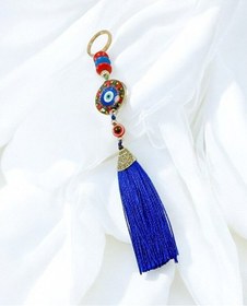 Resim Kırmızı Nazar Boncuklu Rengarenk Nazar Boncuğu Anahtarlık, El Yap 