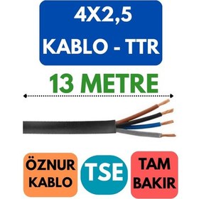 Resim Öznur 4x2,5 Ttr Kablo Metre Seçenekli Siyah - 13 Metre 