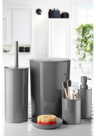 Resim Primanova Flores Banyo Seti + Yapışkanlı Raf Gri 