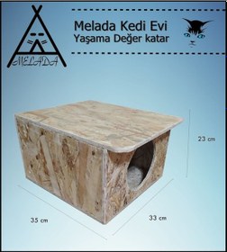 Resim Melada Kedi Evi Dış Ortam Uygun Ahşap Kedi Evi Osb 35x33x23 Cm 