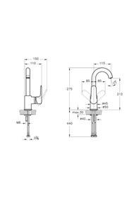 Resim Vitra Root Round Döner Borulu Lavabo Bataryası Fırçalı Nikel A4275434 