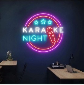 Resim Twins Led Karaoke Night Yazılı Ve Şekilli Neon Tabela Mavi Model:model:61223366 Mavi 