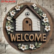 Resim 2D Düz, 1 adet Rustik Hoşgeldin İşareti Yuvarlak Ahşap Kapı İşareti Şık Ev ve Çiçek Tasarımı ile, Ev, Mutfak, Kafe, Ofis Dekorasyonu için Mükemmel - İdeal Tatil Hediyesi, Ön Kapı Matı, Kafe Duvar Sanatı Çiçek Kapı Dekorasyonu El Yapımı İşareti 
