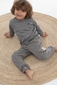 Resim Little Gusto Jogger Pantolon Çocuk Gri Organik Pamuk 