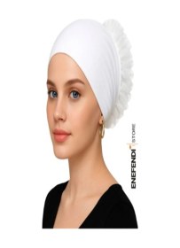 Resim 2 Adet Silikonlu Fırfırlı Bone Kaymayan Topuz Bonesi Dikişsiz Krem Konforlu Şık Pratik Bone Renkli 