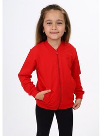 Resim Toontoy Kız Çocuk Nakışlı Hırka Kırmızı 