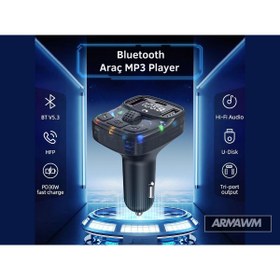 Resim ARMAWM Bluetooth Fm Transmitter Araç Kiti C-56| 30w Hızlı Şarj, Oto Çakmaklık, Usb Type-c, Mp3 Çalar, Radyo 