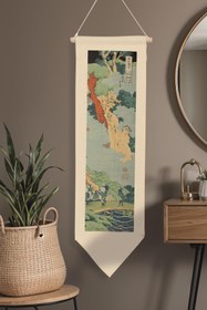 Resim Duvar Halısı Pinterest Dekoru, Hokusai Sanat Serisi 100cm Kanvas Flama Askılı Duvar Örtüsü NO:659 - Renkli - 12 / 30 x 100 