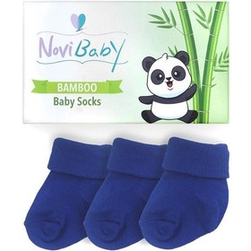 Resim Novibaby 3'lü Bambu Yenidoğan Bebek Çorabı I Navy Blue I 0-6 ay "Karışık Renkli" 