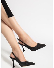 Resim Suins Flare Kadın Simli Topuklu Abiye Ayakkabı Siyah 