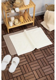 Resim Leoline %100 Pamuk Premium 2'li Ayak Havlusu Kahverengi - Krem 