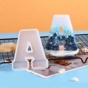 Resim 1 adet Büyük Harf Epoksi Reçine Kalıbı - DIY El Sanatları, Pasta Süsleme, Parti & Ev Dekorasyonu için Şeffaf Silikon Alfabe Kalıbı, Mavi & Beyaz Dağ Tasarımı 