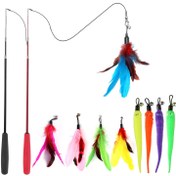 Resim 11 parça Etkileşimli Kedi Oyuncak Seti, Yedek Başlıklar ve Teaser Direği ile - Dayanıklı Plastik, Tüm Irklar için, Pil Gerektirmez, Kedi Arkadaşlarınız için Eğlenceli ve Egzersiz 