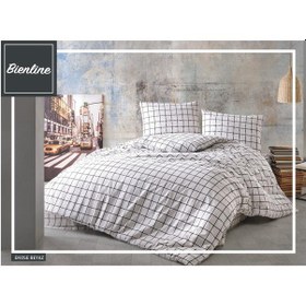 Resim Komfort Home Tek Kişilik Ranforce Nevresim Takımı / Ekose Beyaz 